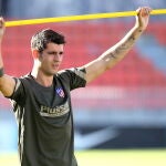 Álvaro Morata, en un entrenamiento del Atlético