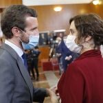 El presidente del PP, Pablo Casado, y la presidenta de Madrid, Isabel Díaz Ayuso