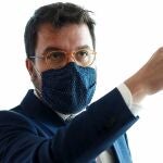 El vicepresidente del Govern, Pere Aragonés, durante la entrevista concedida a Efe en la que ha pedido al presidente de la Generalitat, Quim Torra, "consensuar la respuesta" a su posible inhabilitación.