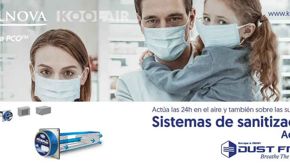 DUSTFREE de KOOLNOVA KOOLAIR, un sistema de purificación de aire, basado en la Tecnología PCOTM