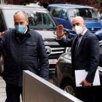 Javier Tebas y Luis Rubiales, después de una de sus reuniones con la Secretaria de Estado, Irene Lozano