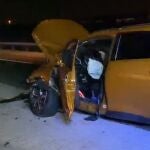 Imagen del accidente de tráfico de esta madrugada en la M-50 a la altura de Leganés