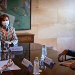 El portavoz adjunto de Ciudadanos, Edmundo Bal durante su encuentro con la vicepresidenta primera del Gobierno, Carmen Calvo ( para negociar los presupuestos de 2021