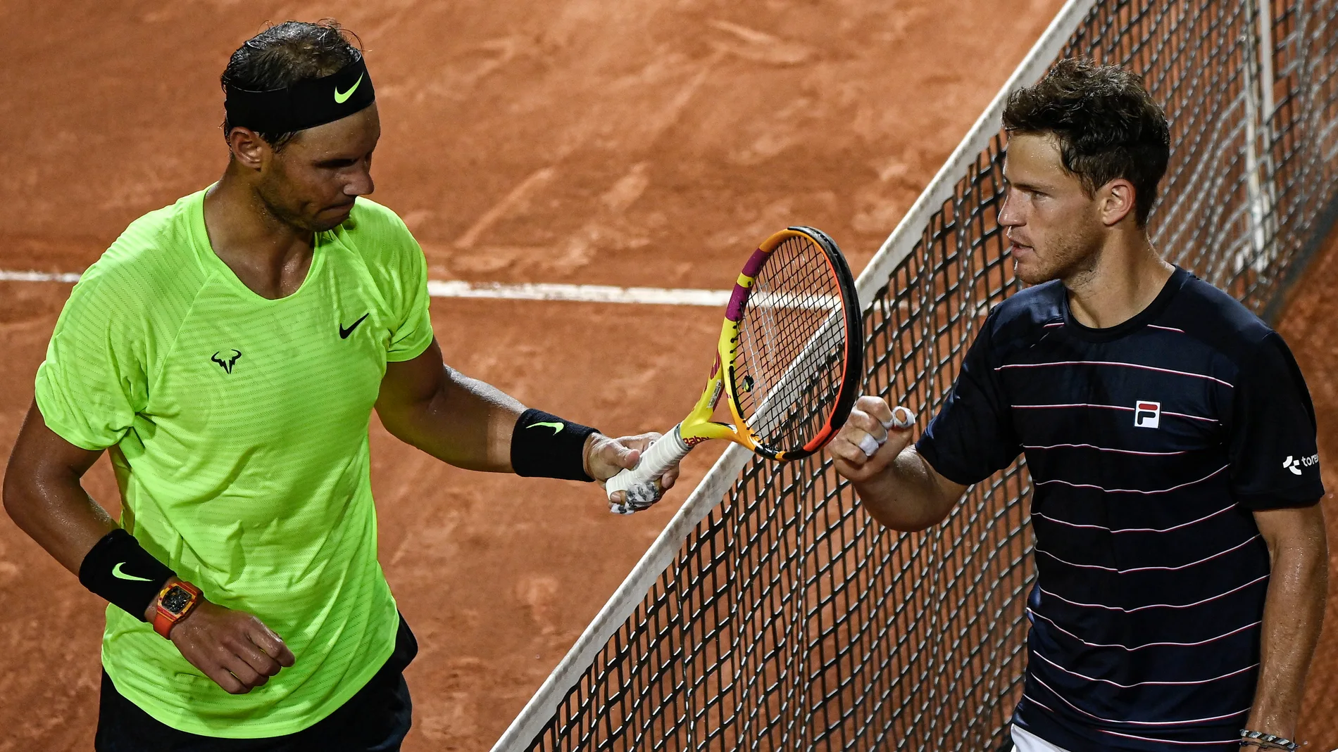 Nadal y Schwartzman se saludan tras su partido en Roma