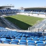 Imagen interior del estado de fútbol del Málaga Club de Fútbol, La Rosaleda
