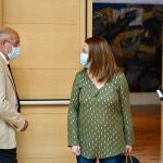 El vicepresidente Igea junto a la socialista Virginia Barcones y el portavoz de Cs, David Castaño, antes del inicio de la comisión
