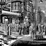 La Gran Vía madrileña, tal y como aparece en "Estampas 1936"