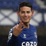 James Rodriguez celebra uno de sus goles ante el Brighton