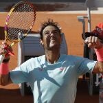 Nadal celebra su victoria ante Korda en los octavos de final de Roland Garros