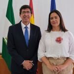 El vicepresidente de la Junta, Juan Marín, junto a Nuria Gómez