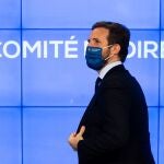 El presidente del PP, Pablo Casado, el lunes en la reunión del comité de dirección del partido