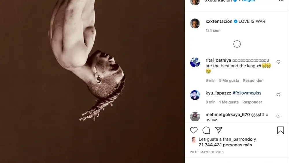 7. El Rapero XXXTemptation consiguió 21 millones de «likes». Murió al poco de publicarla