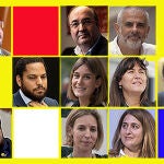 Los candidatos confirmados y por confirmar para el 14-F: Alejandro Fernández (PP), Miquel Iceta (PSC), Carlos Carrizosa (Ciudadanos), Ignacio Garriga (Vox), Jessica Albiach (En Comú Podem), Laura Borràs (JxCat), Pere Aragonés (ERC), Àngels Chacón (PDeCAT), Marta Pascal (PNC) y David Fernández (CUP)