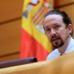 El vicepresidente segundo del Gobierno, Pablo Iglesias, el jueves durante su comparecencia en el Senado.