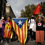 Manifestantes independentistas en Barcelona en octubre de 2019.