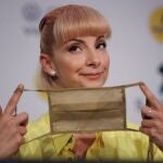 La actriz y cantante Najwa Nimri, que recibió ayer el Premio Honorífico del festival, durante una rueda de prensa este sábado durante la tercera jornada del Festival de Cine de Sitges.