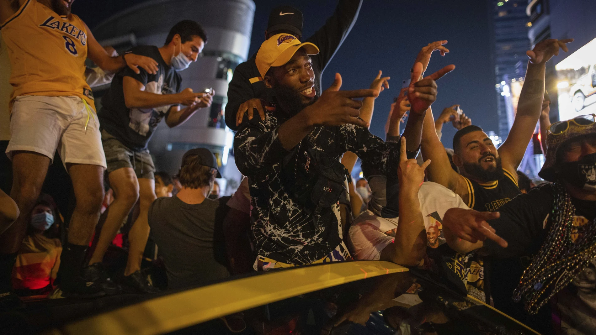 La celebración de Los Ángeles Lakers