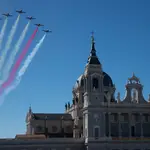 La "Patrulla Águila" dibuja la bandera en Madrid el pasado 12 de octubre