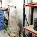 El busto del Rey Emérito, a punto de ser trasladado. AYUNTAMIENTO DE LLEIDA13/10/2020