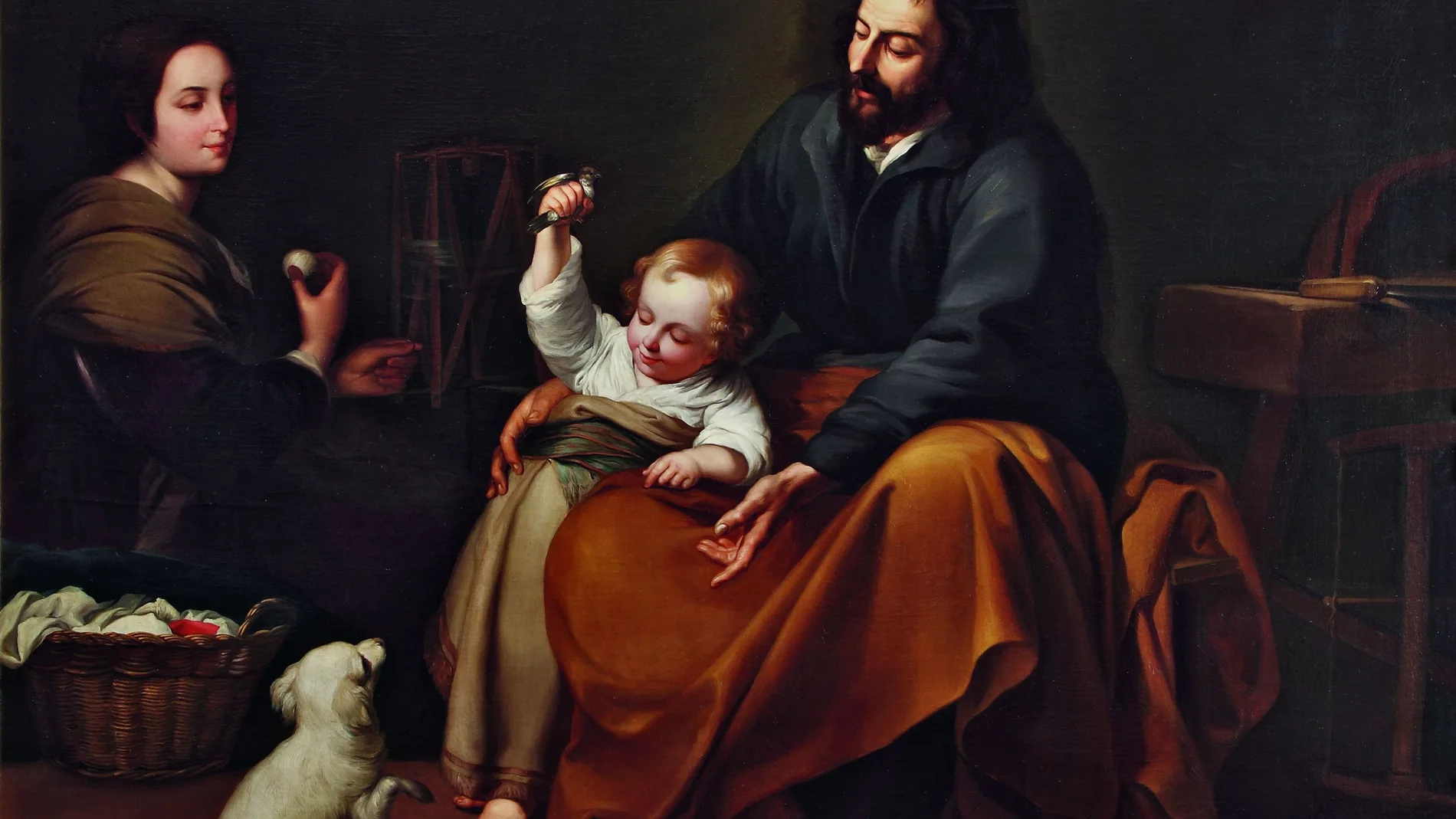 «Sagrada Familia del pajarito», de Isabel II, que se dedicó a la pintura. Demostró sus capacidades pictóricas en esta obra, ejecutada en 1848. Es una copia de un original de Bartolomé Murillo.