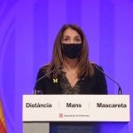 La consellera de Presidencia y portavoz del Govern, Meritxell Budó, en rueda de prensa telemática.