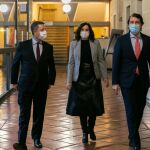 Reunión a tres bandas entre los presidentes autonómicos de Castilla-La Mancha, Emiliano García-Page; de la Comunidad de Madrid, Isabel Díaz Ayuso; y de Castilla y León, Alfonso Fernández Mañueco; para coordinar la lucha contra la pandemiaJUNTA C-LM28/10/2020