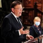 El presidente de la Generalitat Valenciana, Ximo Puig, y la consellera de Sanidad, Ana Barceló