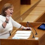 La portavoz del grupo popular, Isabel Bonig, durante su intervención en la sesión de control de Les Corts