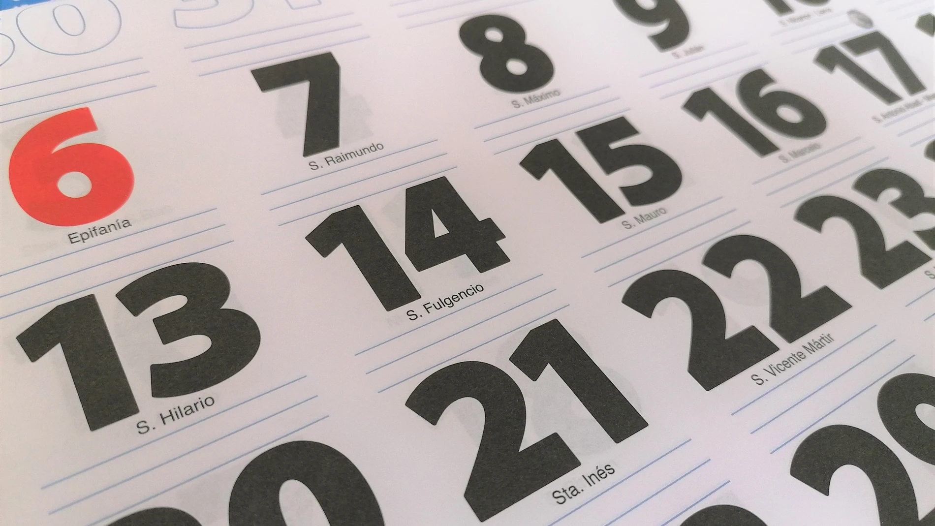 Página de un calendario