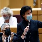 La ministra de Educación, Isabel Celaá durante su intervención en la sesión de control al Gobierno, en el Senado