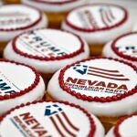 Las Vegas (United States), 03/11/2020.- Donuts featuring the Nevada Republican Party, President Donald Trump and Vice President Mike Pence are displayed during a Republican watch party at the South Point Hotel & Casino in Las Vegas, Nevada, USA, 03 November 2020. Americans vote on Election Day to choose between re-electing Donald J. Trump or electing Joe Biden as the 46th President of the United States to serve from 2021 through 2024. (Estados Unidos) EFE/EPA/DAVID BECKER