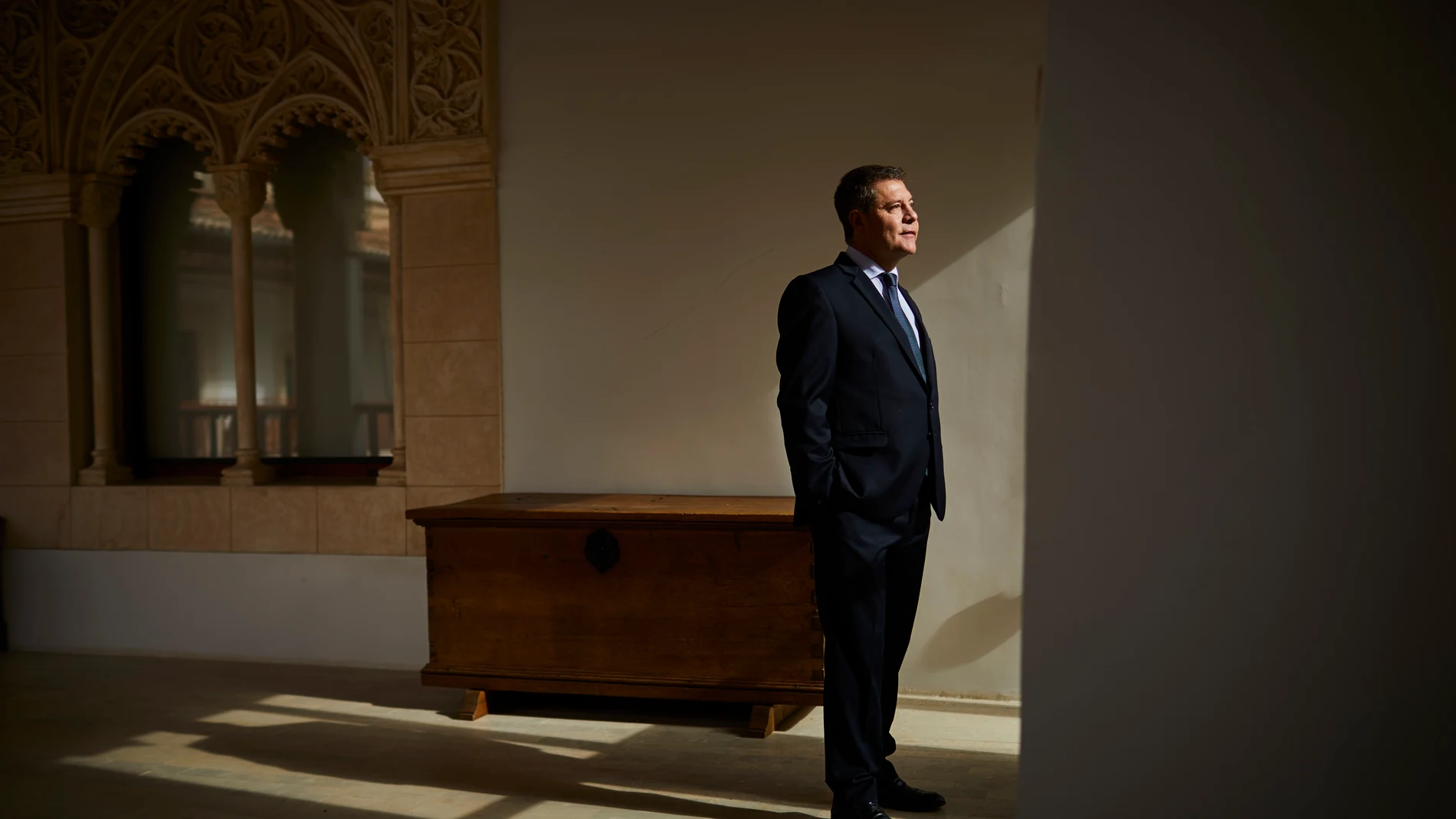 Emiliano García-Page, presidente de Castilla La Mancha, en el Palacio de Fuensalida, sede de la Junta