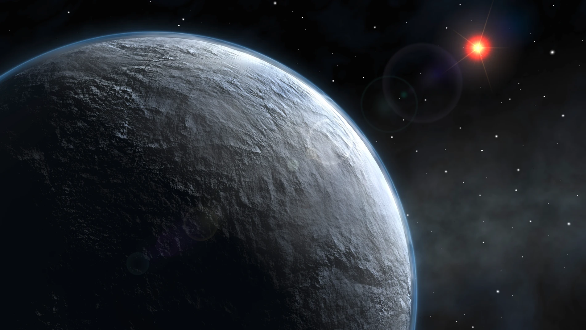 Recreación artística de OGLE-2005-BLG-390Lb, un exoplaneta probablemente rocoso