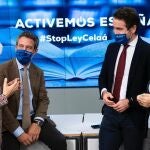 El secretario general del PP, Teodoro García Egea, junto a Jaime de Olano, Ana Pastor y Sandra Monero, anunciando una recogida de firmas contra la Ley Celaá. En Madrid, a 10 de noviembre de 2020.DAVID MUDARRA (PP)10/11/2020