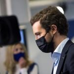 El líder dle PP, Pablo Casado en un acto del partido el pasado lunes