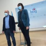 Néstor Rego, diputado del BNG en el Congreso, y Ana Pontón, portavoz nacional del BNG, en rueda de prensa