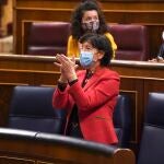 La ministra de Educación y FP, Isabel Celaá, en el pleno del Congreso donde se aprobó la ley