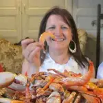 Natividad Jáuregui, conocida como la "etarra de las mariscadas", en uno de sus homenajes gastronómicos en Bélgica