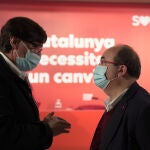 Salvador Illa y Miquel Iceta en el consejo nacional del PSC