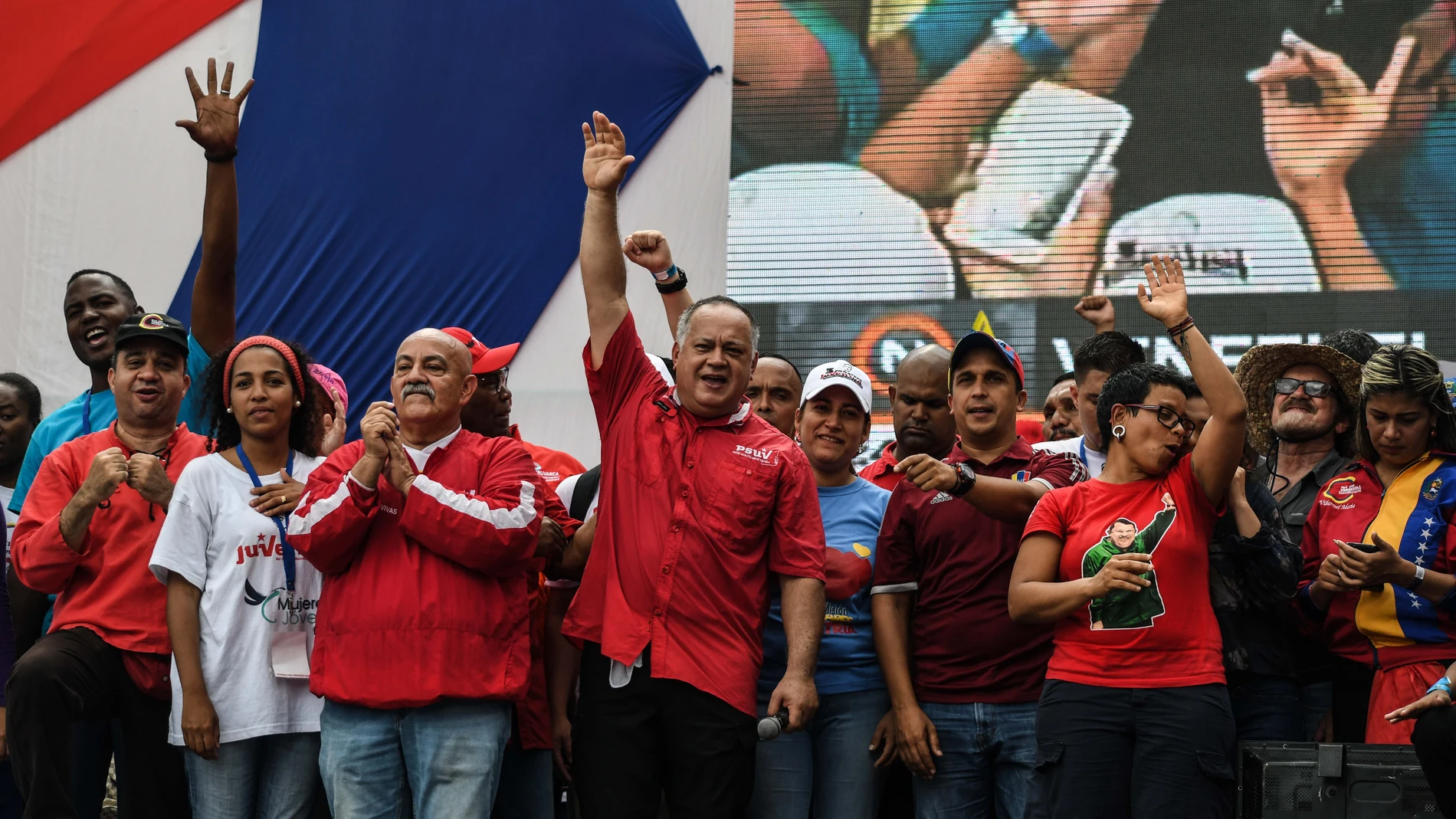 El primer vicepresidente del Partido Socialista Unido de Venezuela (PSUV), Diosdado Cabello, durante un mitin electoral celebrado en Caracas