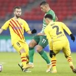 Myrto Uzuni con el Ferencvaros frente al Barcelona.