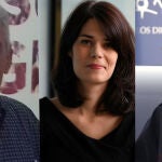 Los portavoces de Podemos José Luis Nieto, Isa Serra y Pablo Echenique