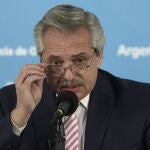 El presidente de Argentina, Alberto Fernández, durante una conferencia de prensa