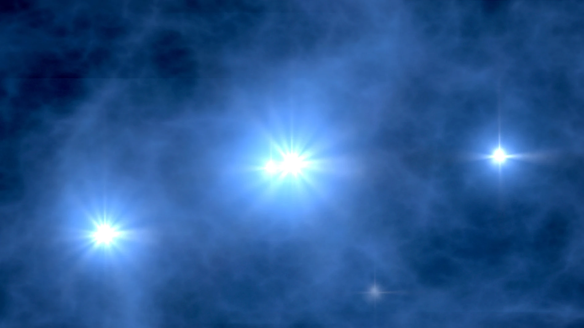 Una representación artística de cómo pudieron ser las primeras estrellas del universo. Se formaron en regiones pequeñas y aisladas, venían en pequeños grupos y eran grandes y calientes, con lo que emitirían una luz fuertemente azulada.