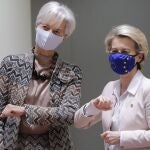 Christine Lagarde (izq.), presidenta del Banco Central Europeo, y Ursula von der Leyen, presidenta de la Comisión, el pasado viernes en Bruselas