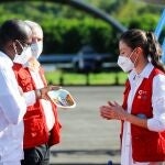 GRAF5429. HONDURAS, 14/12/2020.- La reina Letizia (2d) viaja este lunes a Honduras para transmitir el apoyo de España a las autoridades y ONG del país centroamericano tras los graves daños causados por los huracanes Iota y Eta y entregar ayuda humanitaria de la cooperación española para socorrer a los afectados. EFE/Ballesteros