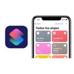Imagen del logo de la aplicación 'Atajos' del iPhone (izq) y de la portada (der)