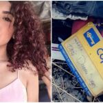 Danna Sugey con su documentación, hallada en un vertedero