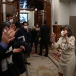La diputada del PSOE, María Luisa Carcedo, este jueves en el Congreso que acelera la tramitación de la ley de la eutanasia