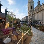 Vista del Belén de la plaza del Pilar, en el corazón de Zaragoza